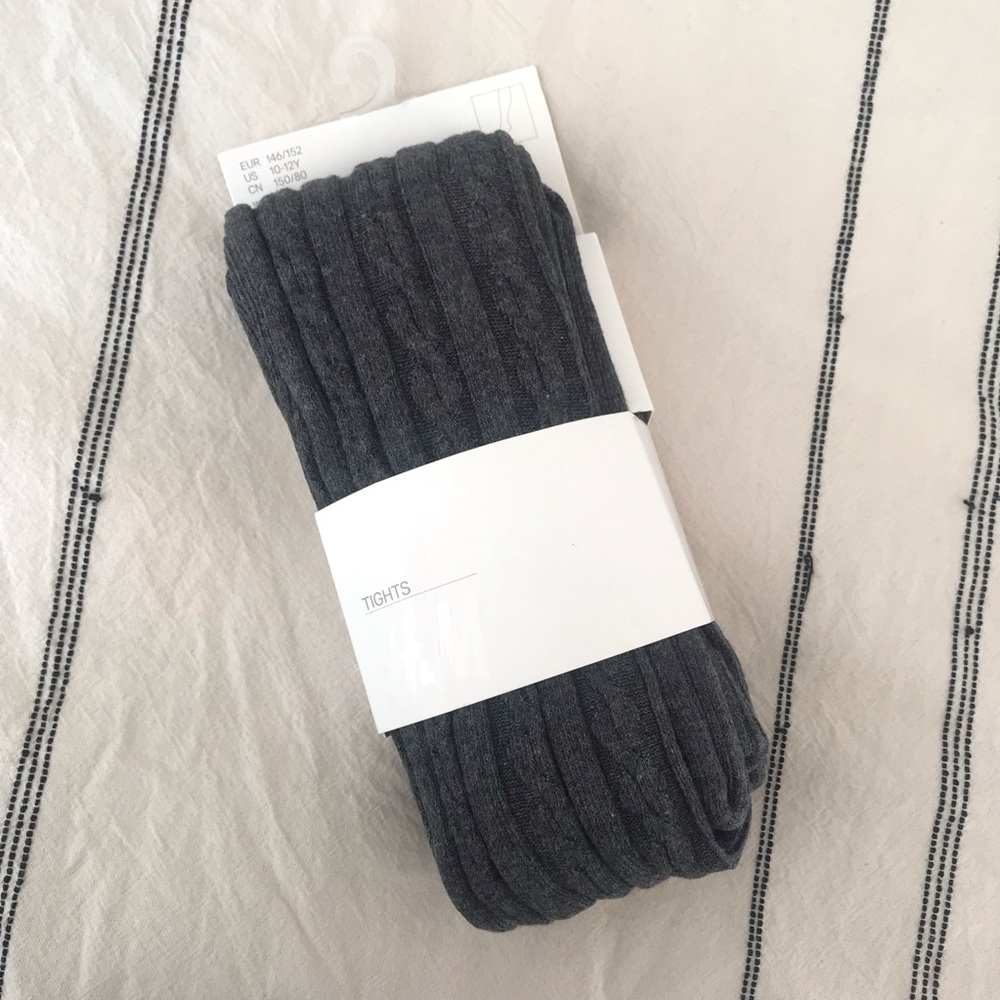 H&M Girls Tights Charcoal Dark Grey